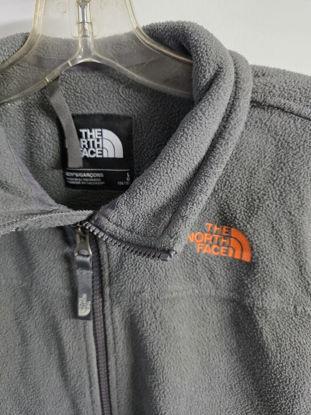 The North Face Gray Fleece Jacket with Orange Logo